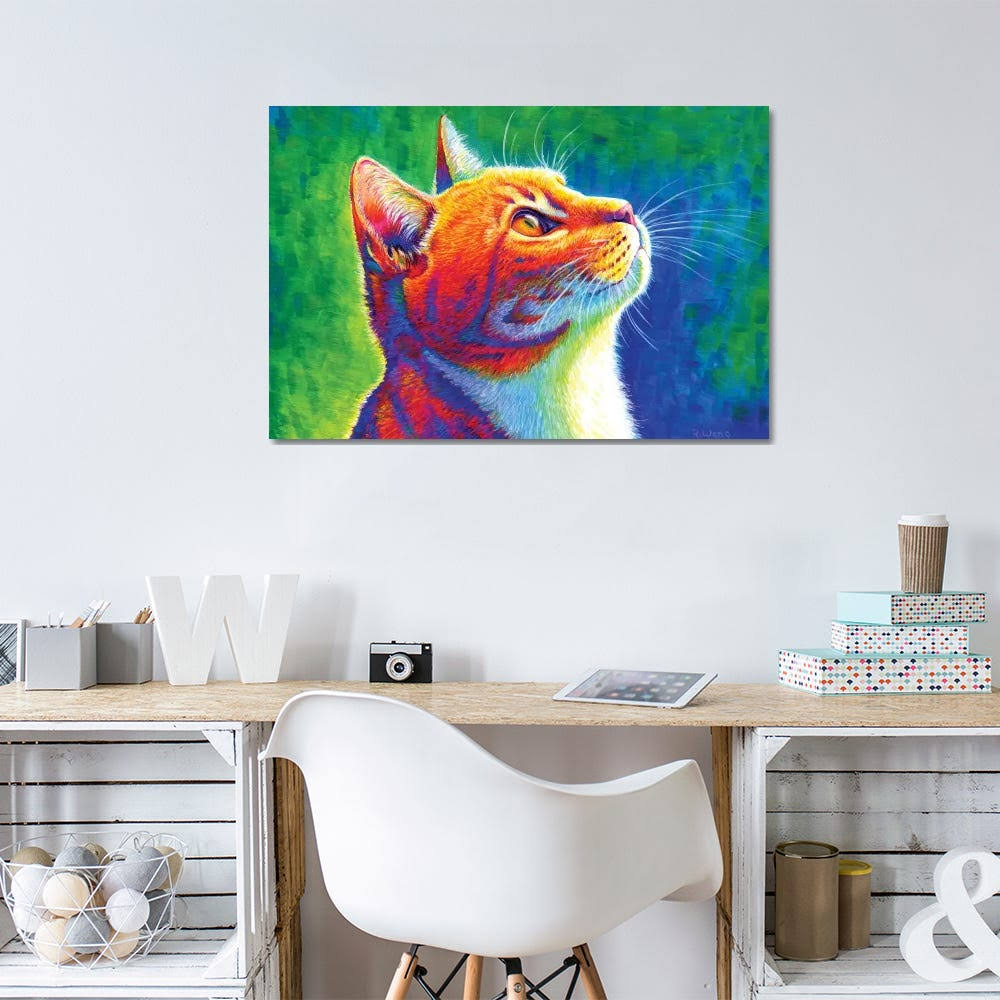 Rainbow Tabby Cat Canvas Wall Decor Prints Z28334
