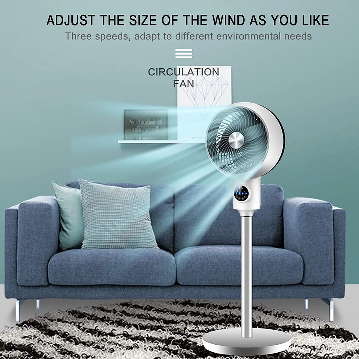 Electric Fan Floor Standing Swing Head Air Circulation Fan Remote Control T923