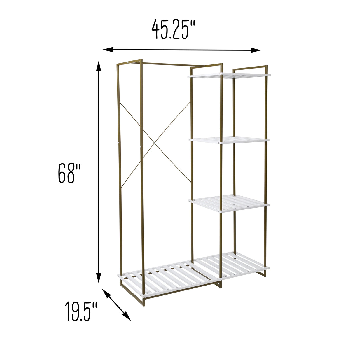 Freestanding Open Metal Closet Wardrobe with 4 Shelves A605