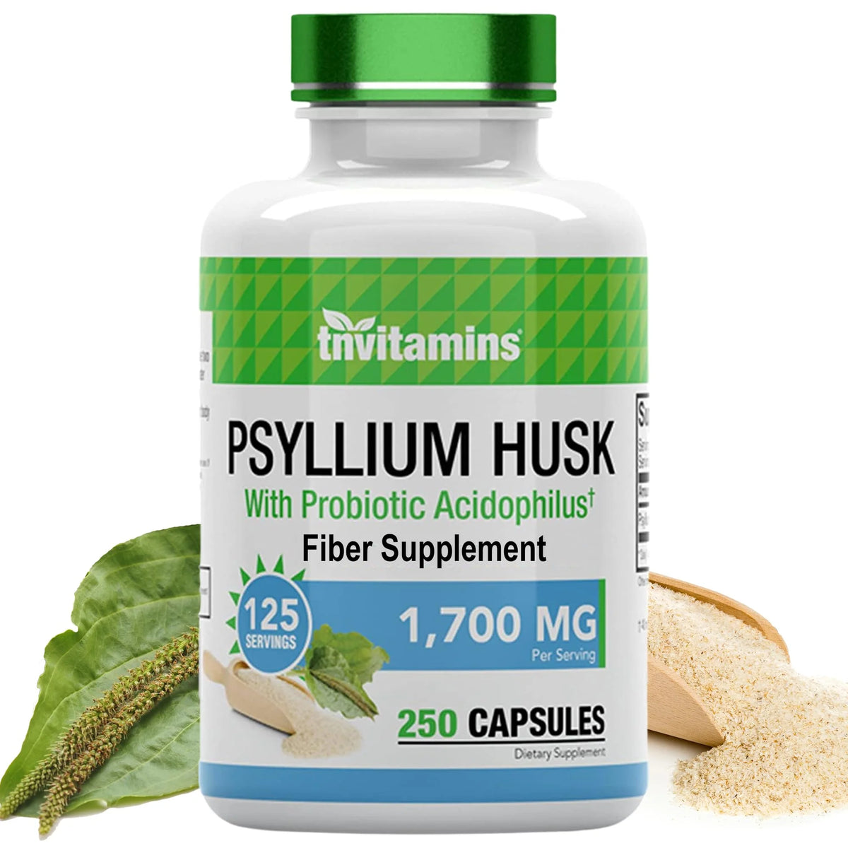Psyllium Husk Capsules 1700 MG 250 Capsules with Probiotic Acidophilus Fiber Supplement D77597
