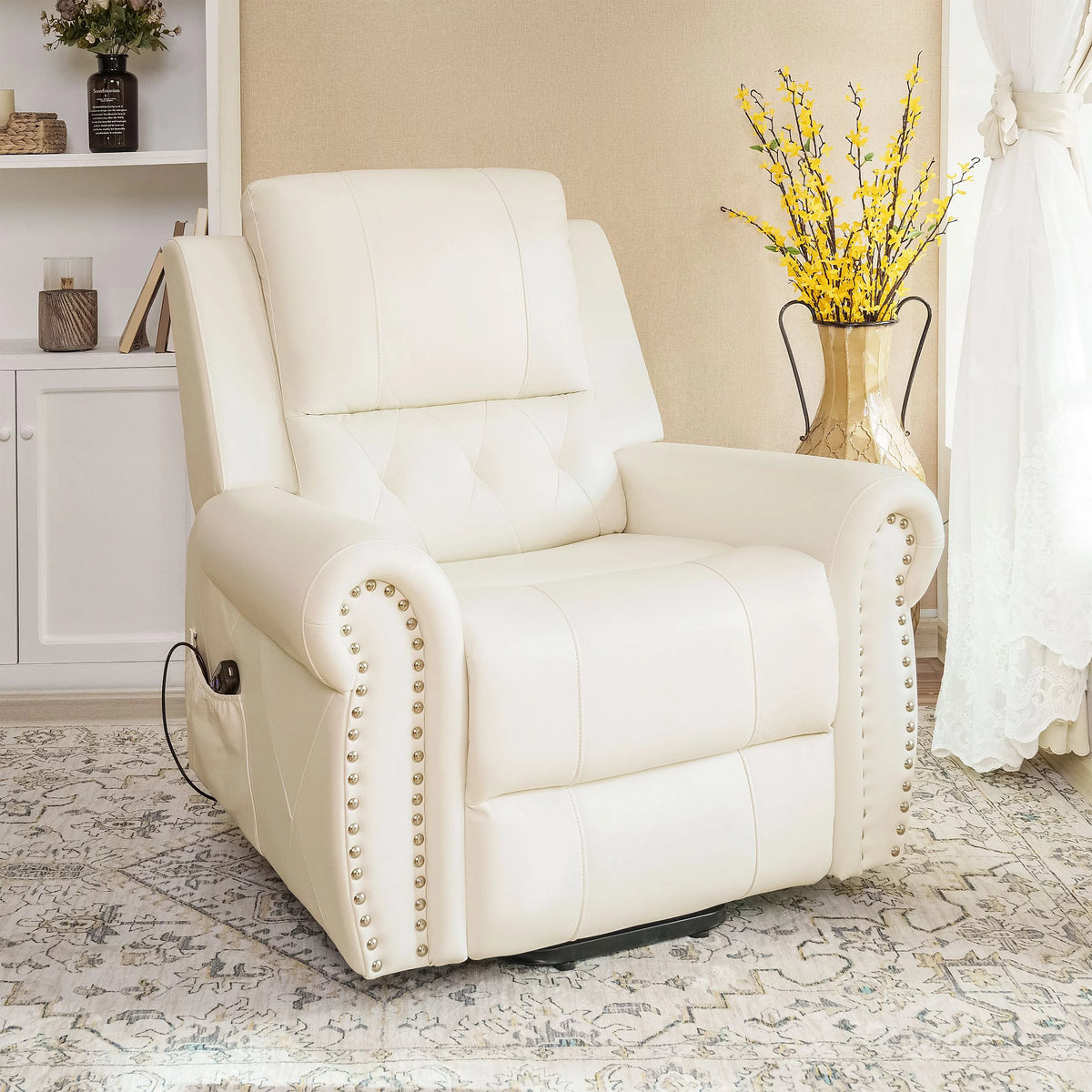 Oversized Leather Power Lift Recliner Chair with Footrest H10929