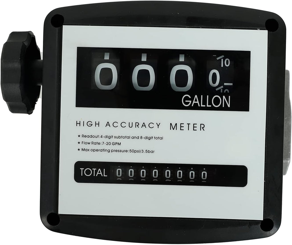 Mechanical Fuel Flow Meter 7-20 GPM 4-Digital Batch Display 50 PSI Pack of 2 D620