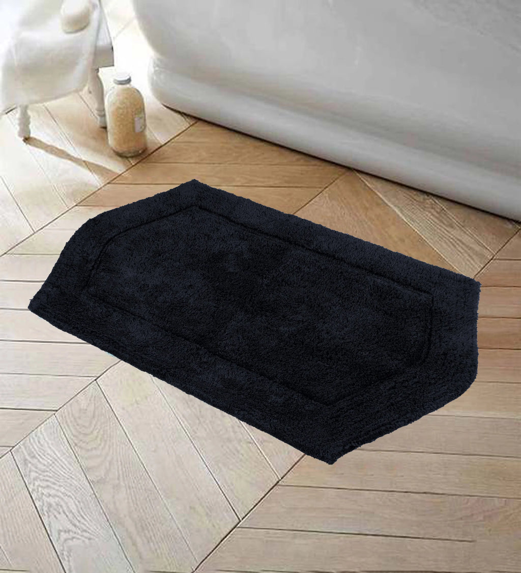 100% Cotton Tufted Non-Slip Bath Rug, 21"x34" Black O908166