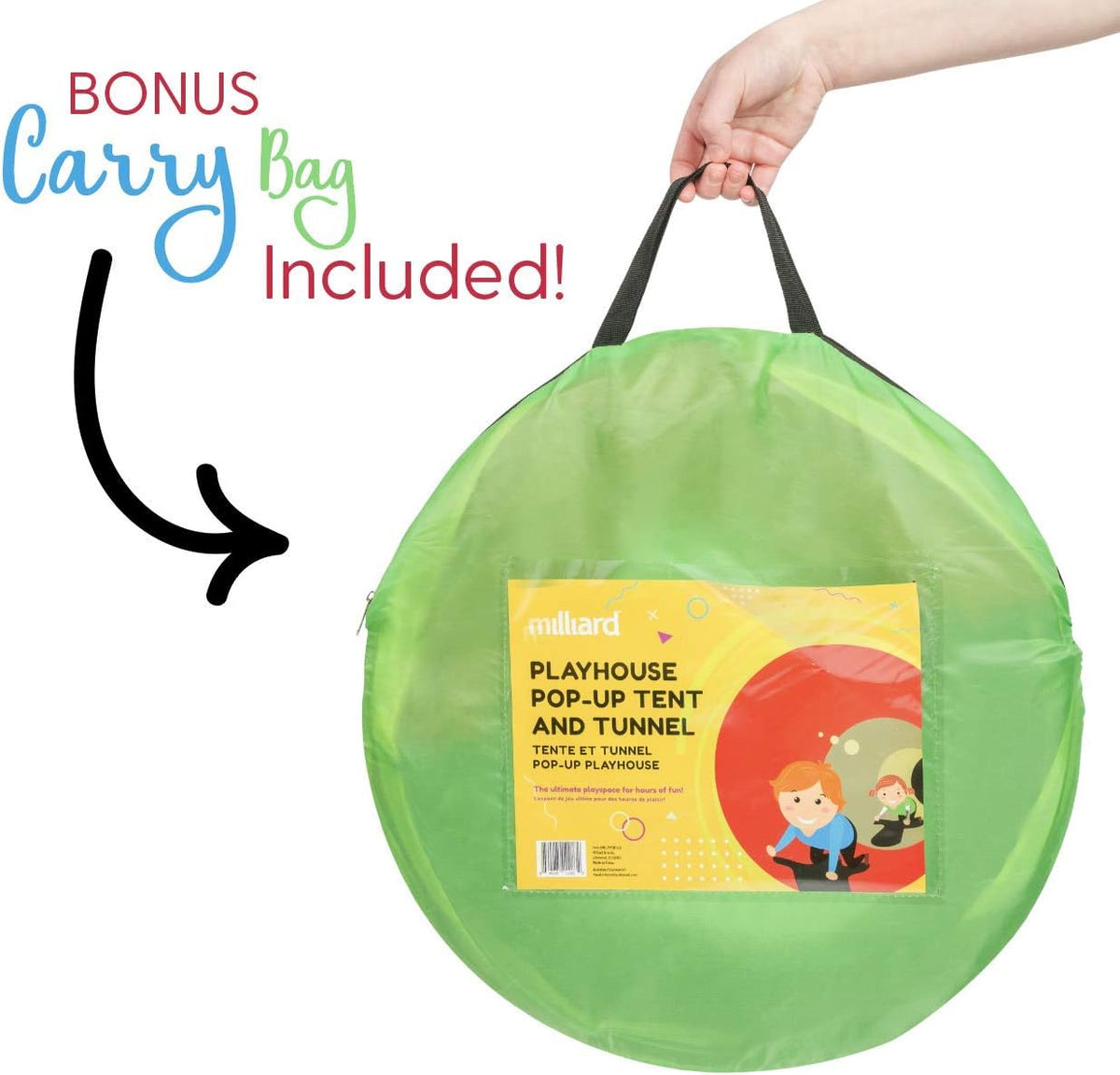 Kid's Pop up Tent Tunnel Playhouse with 50 Balls and Carry Bag Y5557