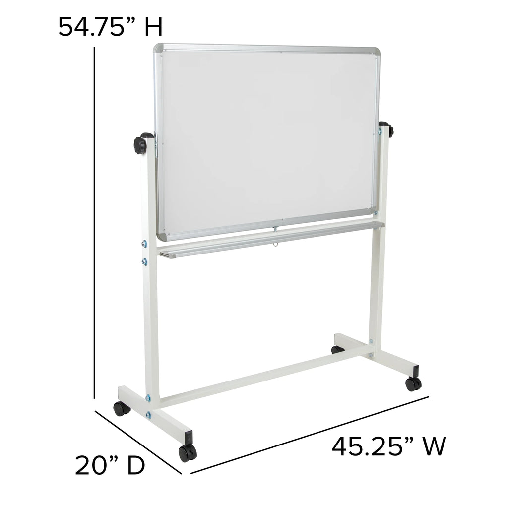 Double-Sided Mobile White Board with Pen Tray L393676