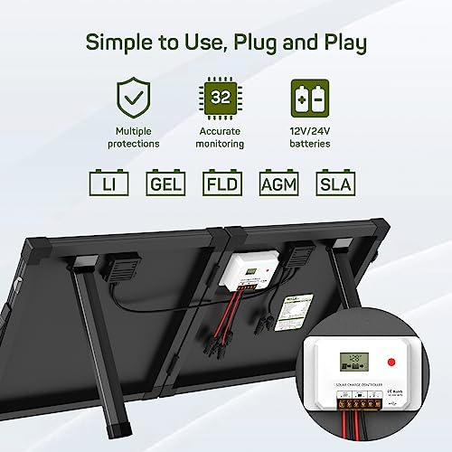 100 Watt 12 Volt Portable Solar Panel Suitcase with 30 Amp PWM Charge Controller Z642681