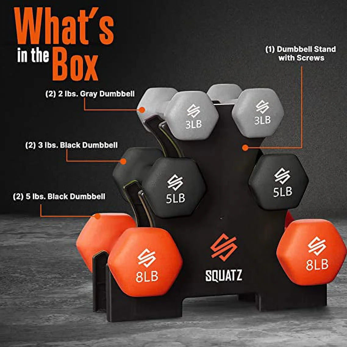 Neoprene Coated Dumbbell Weights Set with Stand V6934