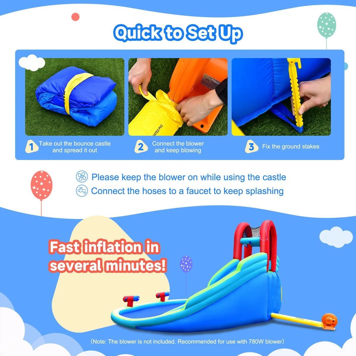 Inflatable Waterslide Bounce House with Handrail N4606