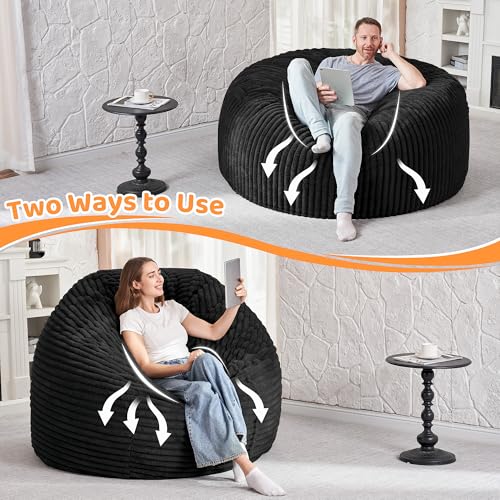 5FT Grey Memory Foam Bean Bag Chair with Plush Cover E82971