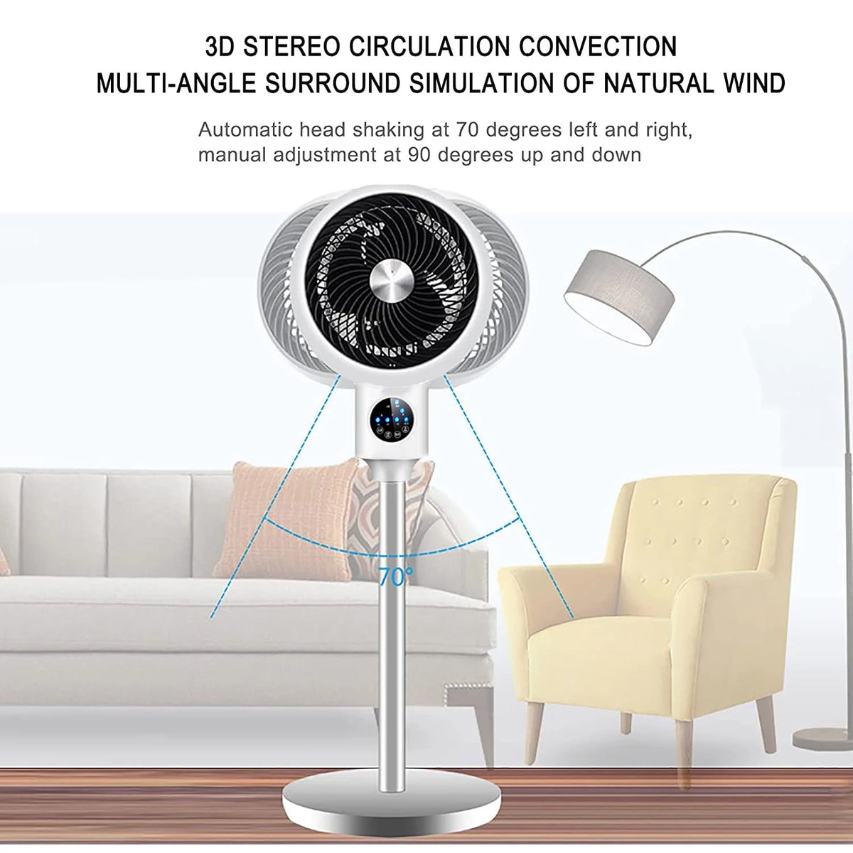 Electric Fan Floor Standing Swing Head Air Circulation Fan Remote Control T923