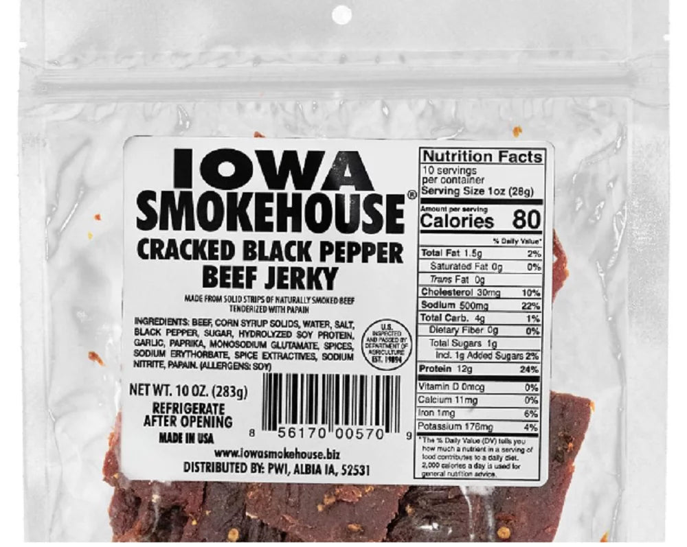 10 oz Cracked Black Pepper Beef Jerky Pack of 6 Q981265