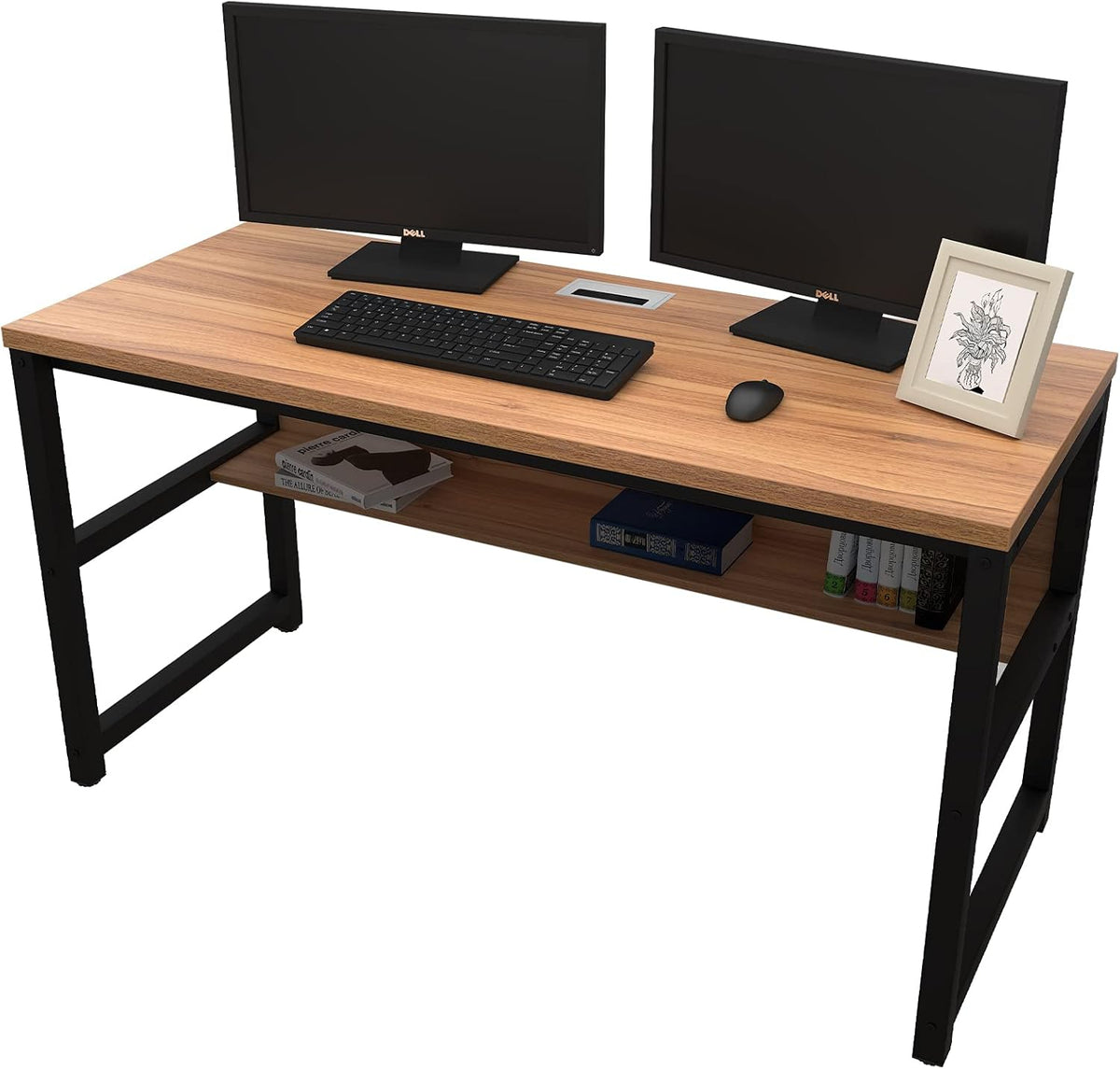 Computer Desk with Bookshelf 55 Rustic Brown V986742