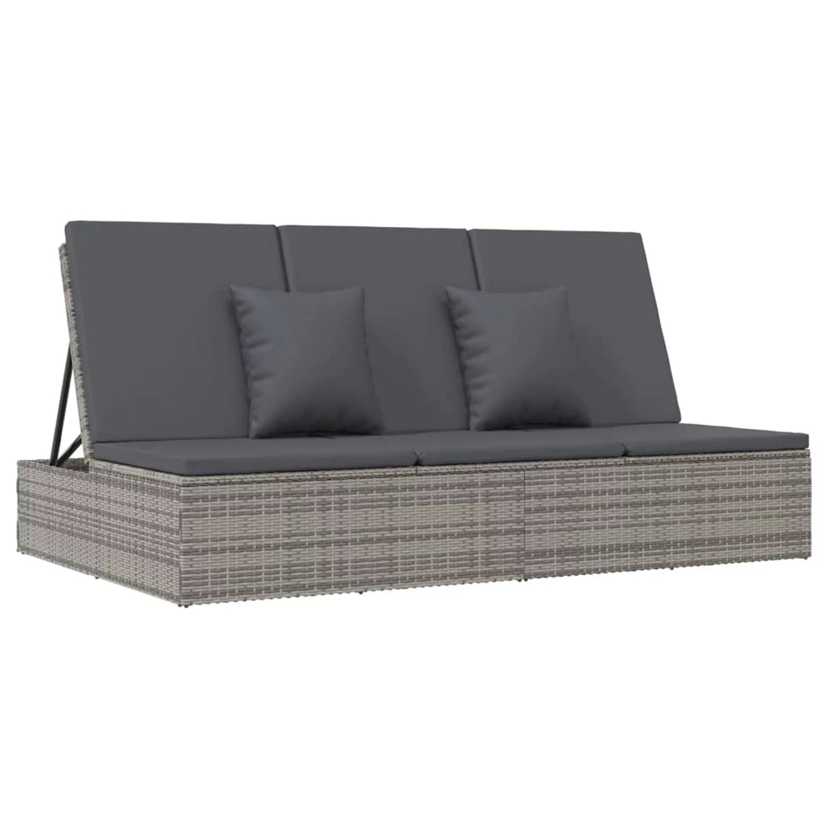 Convertible Sun Bed with Cushions Poly Rattan Dark Gray P961180