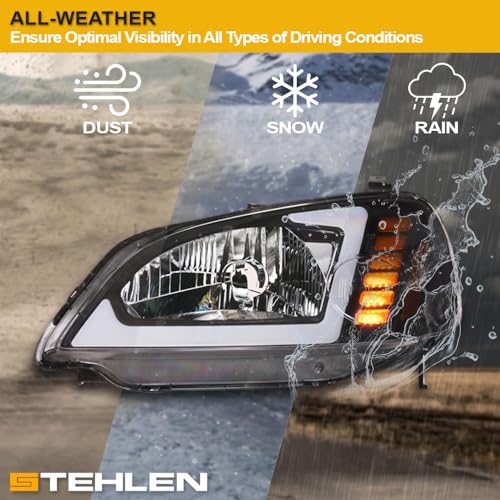 Compatible With 2001-2003 Honda Civic LED Headlights Black E400