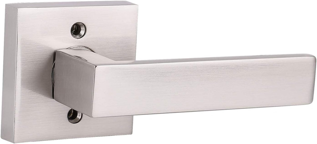 5 Pack Satin Nickel Square Door Levers with Privacy Lock E541354