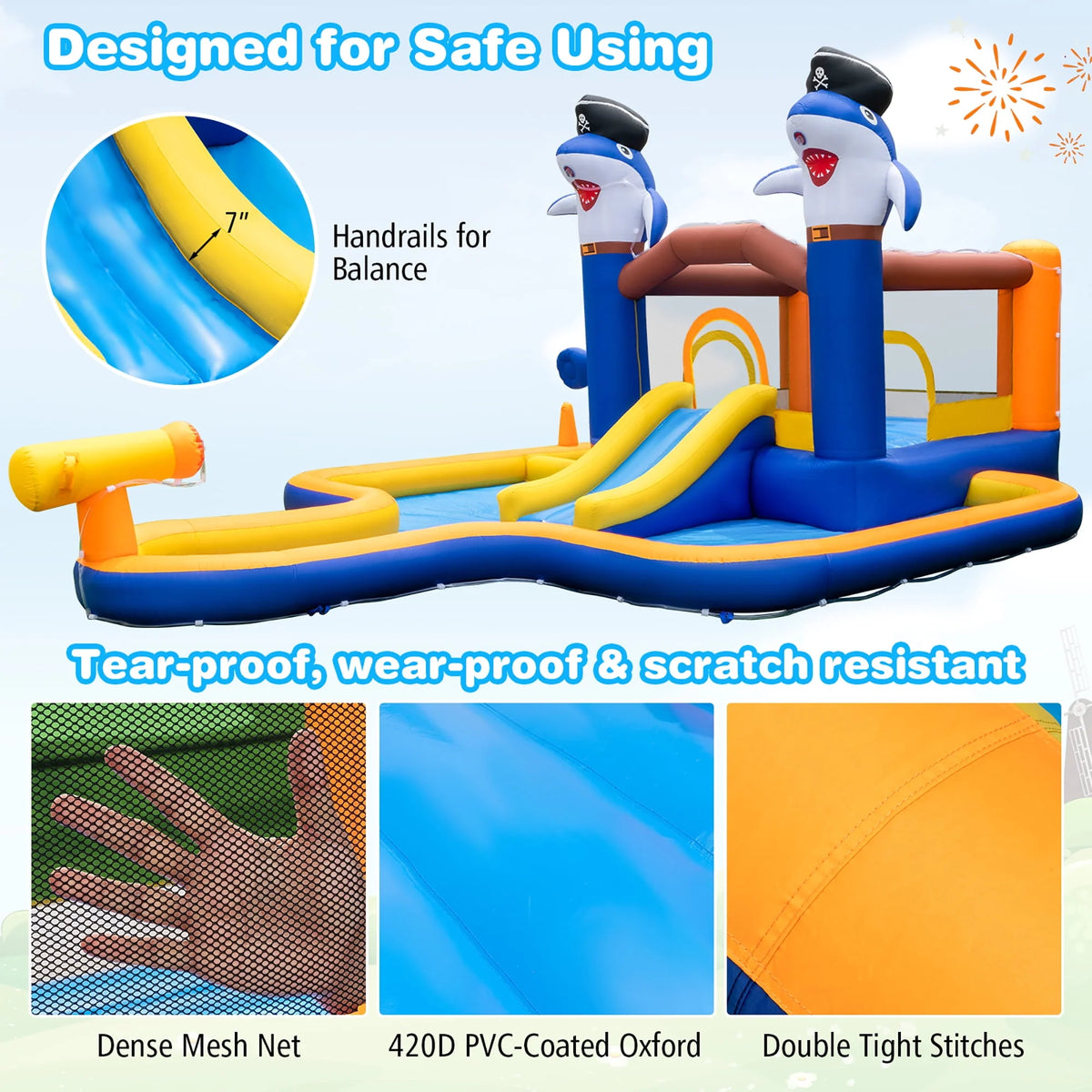 Inflatable Water Slide Park Bounce House Splash Pool Z53699