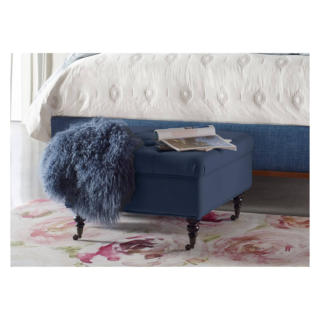 Blue Tufted Storage Ottoman with Casters V202993