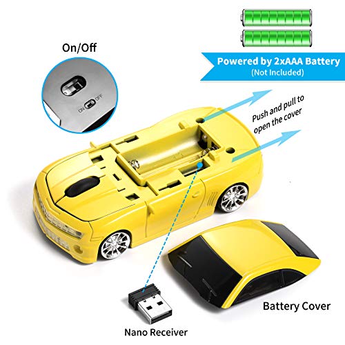 Red Wireless Sports Car Shaped Mouse with LED Headlights A591489