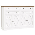 55" Coffee Bar with 4 Large Drawers, Tall Buffet Cabinet with Storage, Adjustable Shelves, Ash Grey X34467