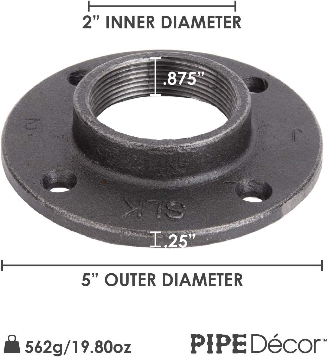 2 Inch Malleable Cast Iron Floor Flange 4 Pack, Steel Grey L83405