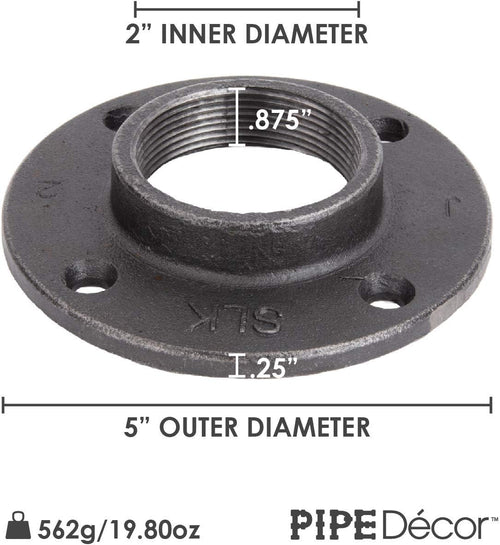 2 Inch Malleable Cast Iron Floor Flange 4 Pack, Steel Grey L83405