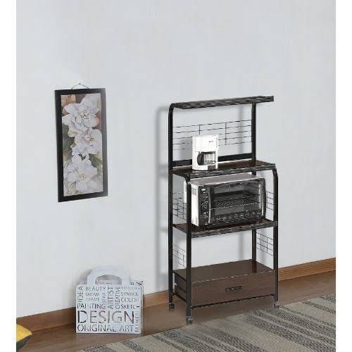 Black Kitchen Cart with Microwave Shelf S27313