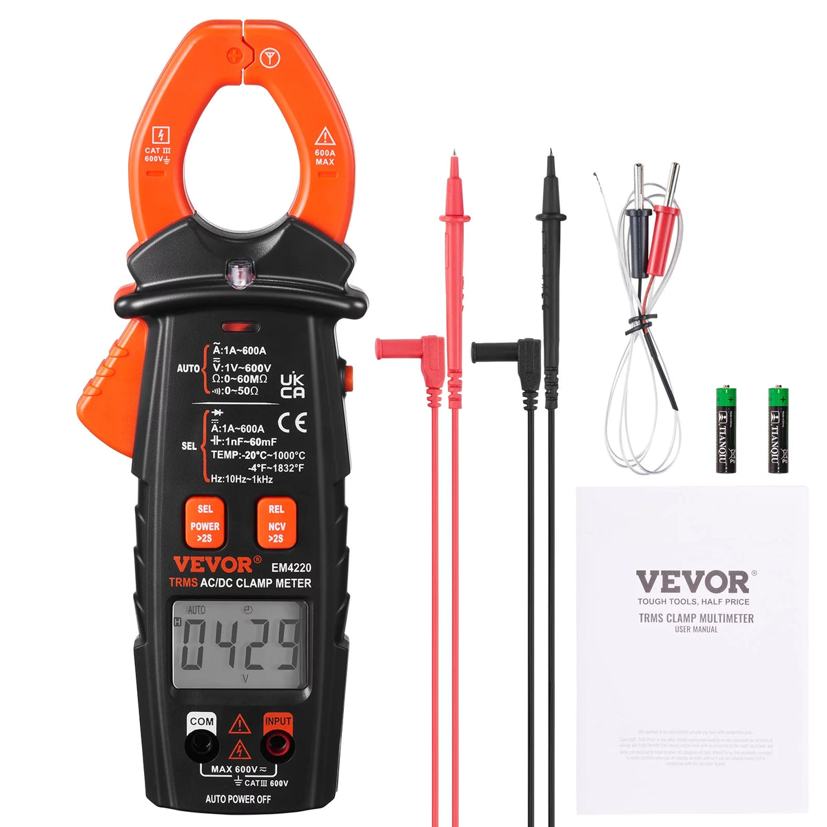 6000 Counts True RMS Digital Clamp Meter M48792