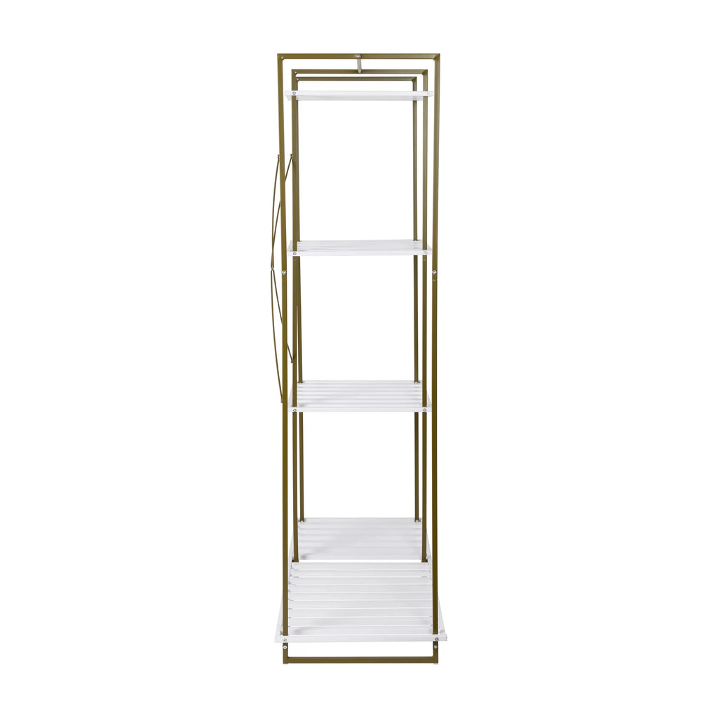 Freestanding Open Metal Closet Wardrobe with 4 Shelves A605
