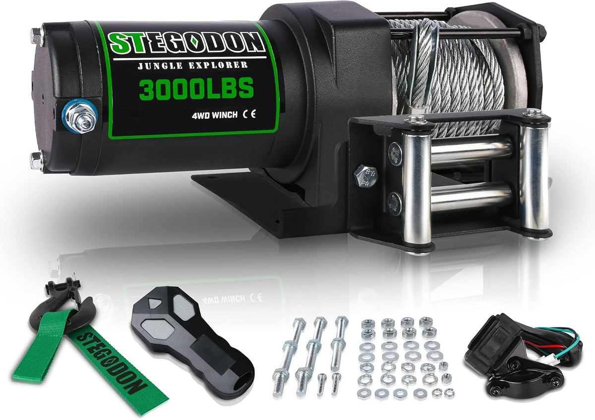 3500 lb. Load Capacity 12V Synthetic Rope Electric Winch with Wireless Remote D945