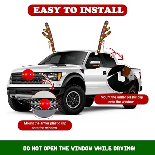 Car Reindeer Antlers & Nose with Lights I77892