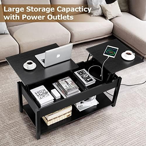 42.5" Lift Top Coffee Table with Hidden Compartment and USB Ports W128