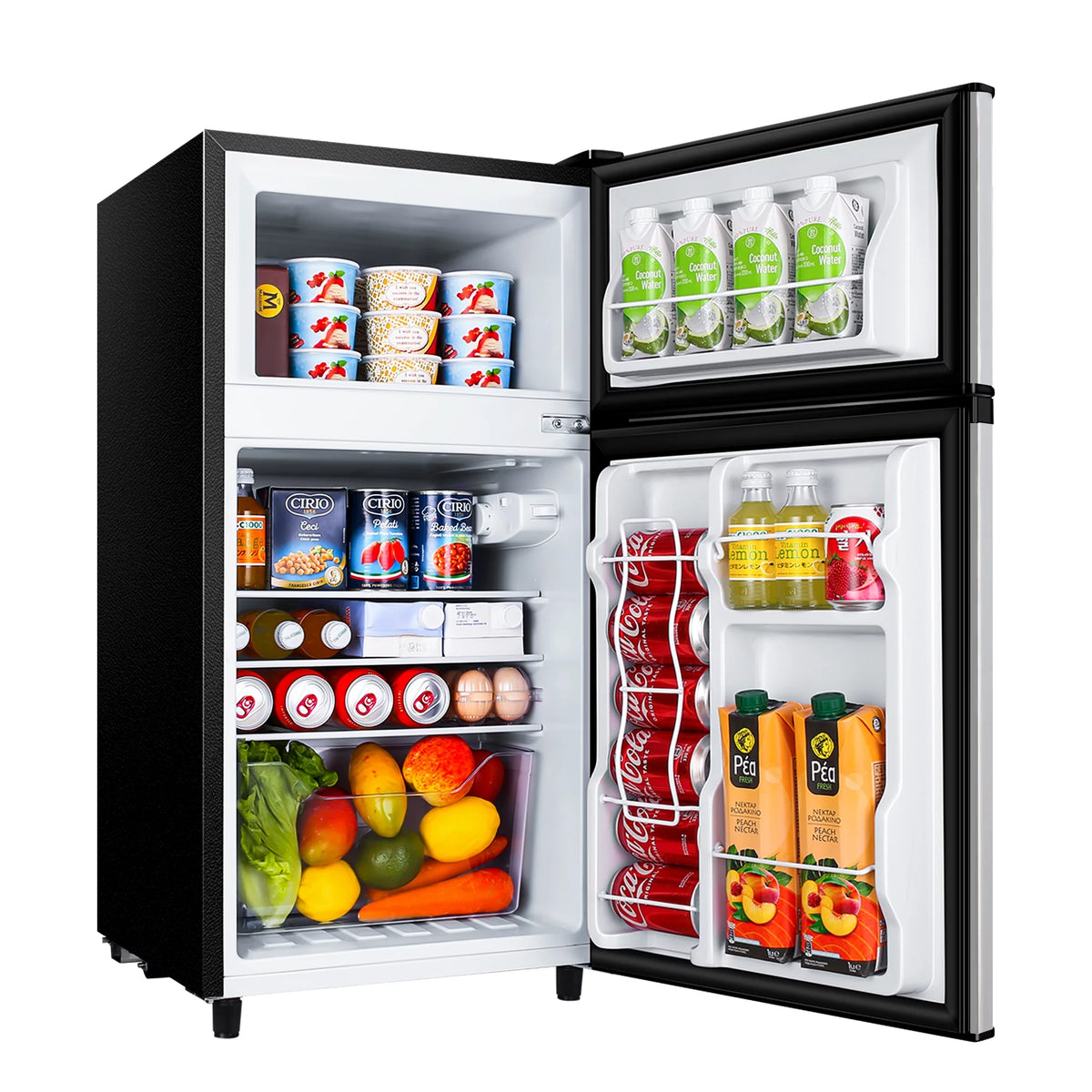 3.5 Cu ft Two Door Mini Fridge with Freezer, Black L519