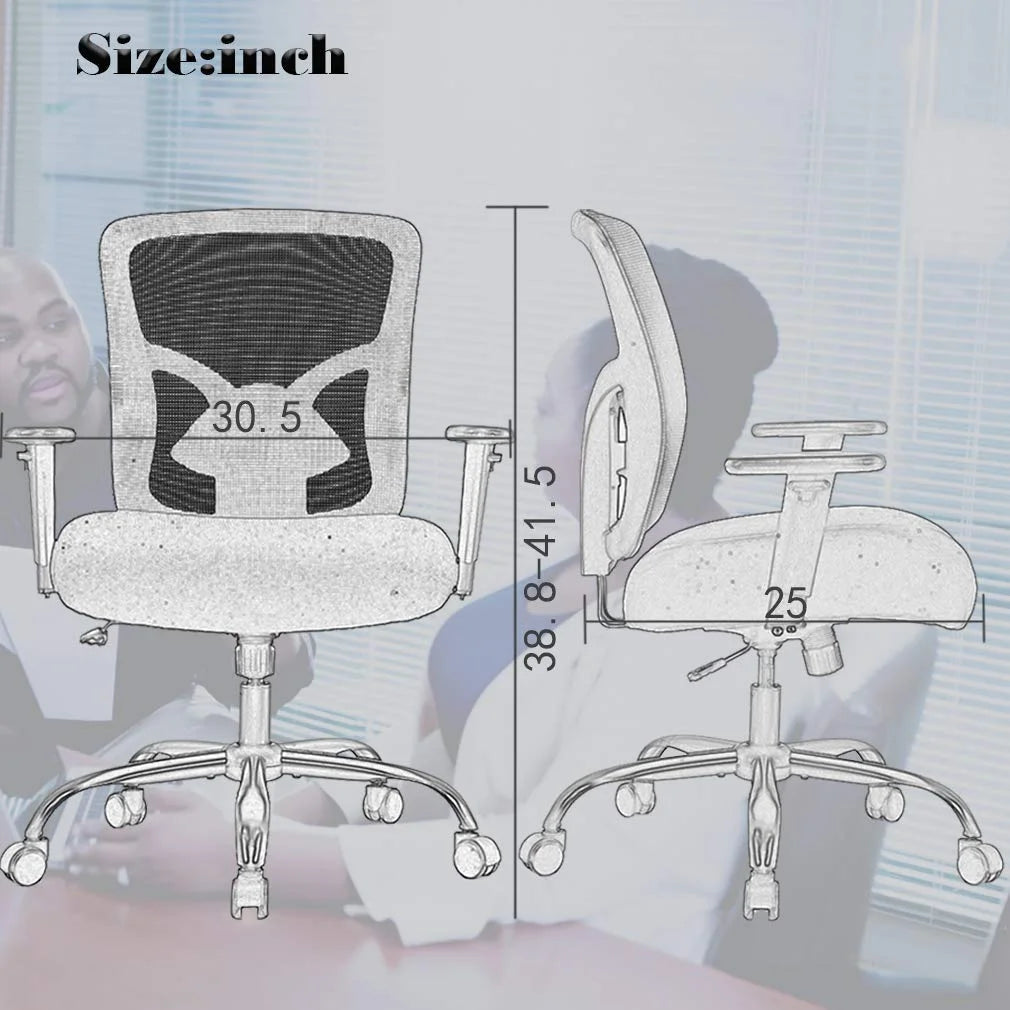 Black Mesh Ergonomic Office Chair 400 lbs with Wheels and Adjustable Arms W528