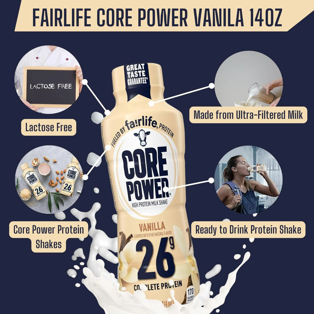 26g Protein Milk Shakes Vanilla 14 Fl Oz Pack of 12 Y8850