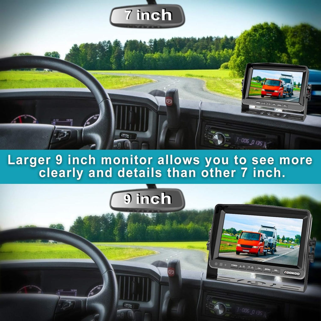 9'' 1080P Backup Camera System Kit with IP69 Waterproof Rear View Camera I675