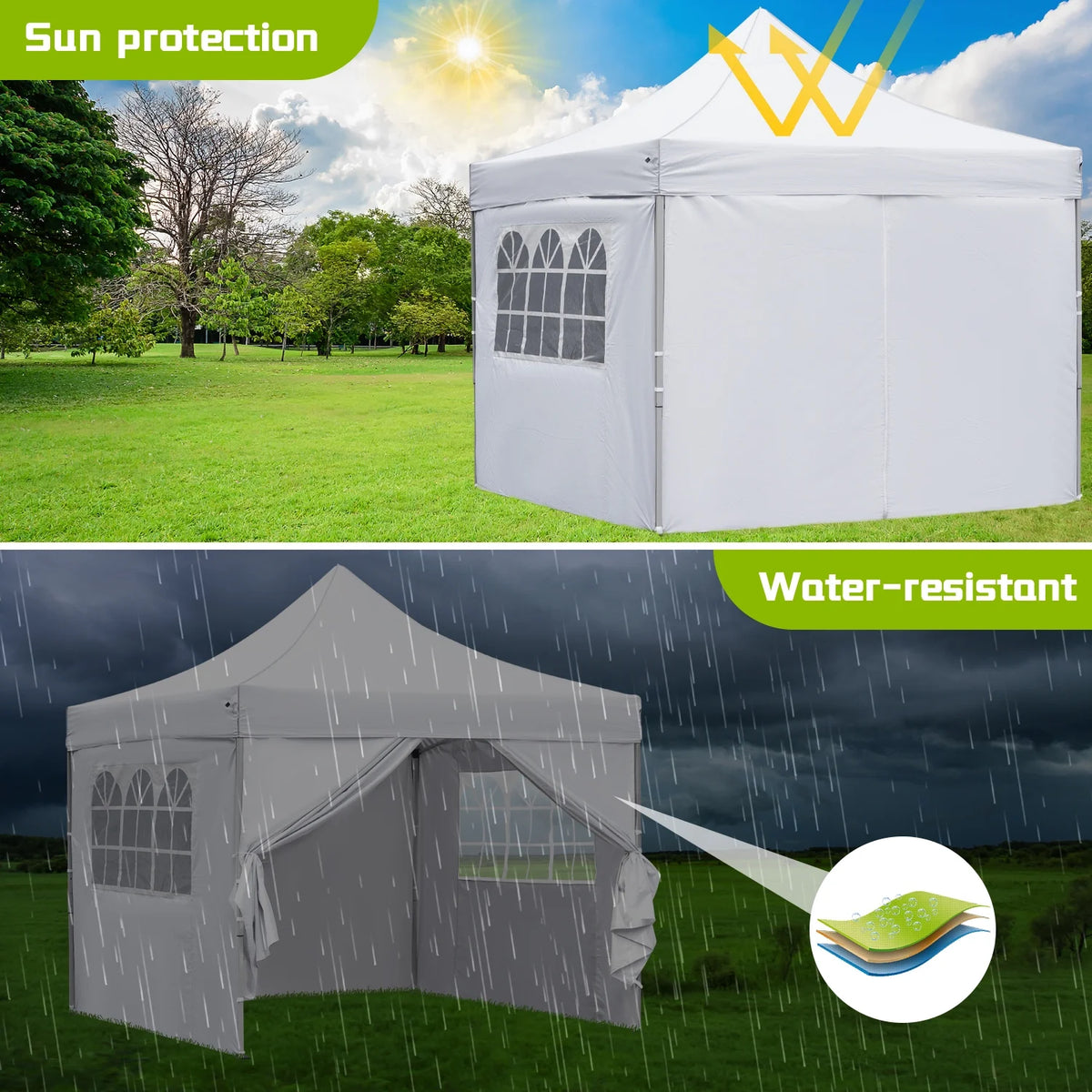 10' x 10' Pop up Canopy Tent with 4 Side Panels, White O205