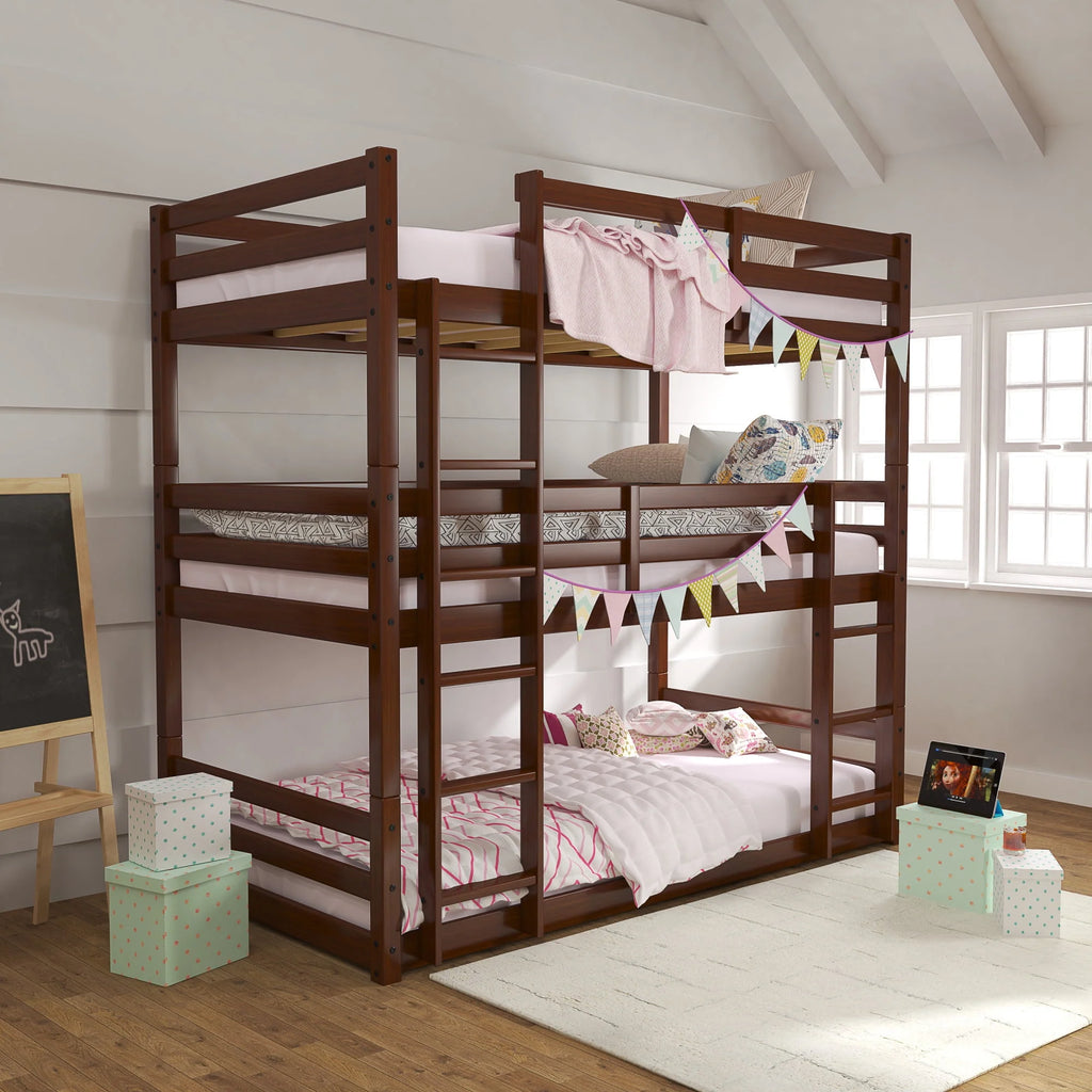White Wood Convertible Bunk Bed J387343