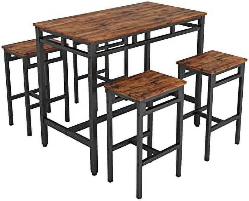 5 Piece Metal and Wood Dining Table and Chairs Set V539