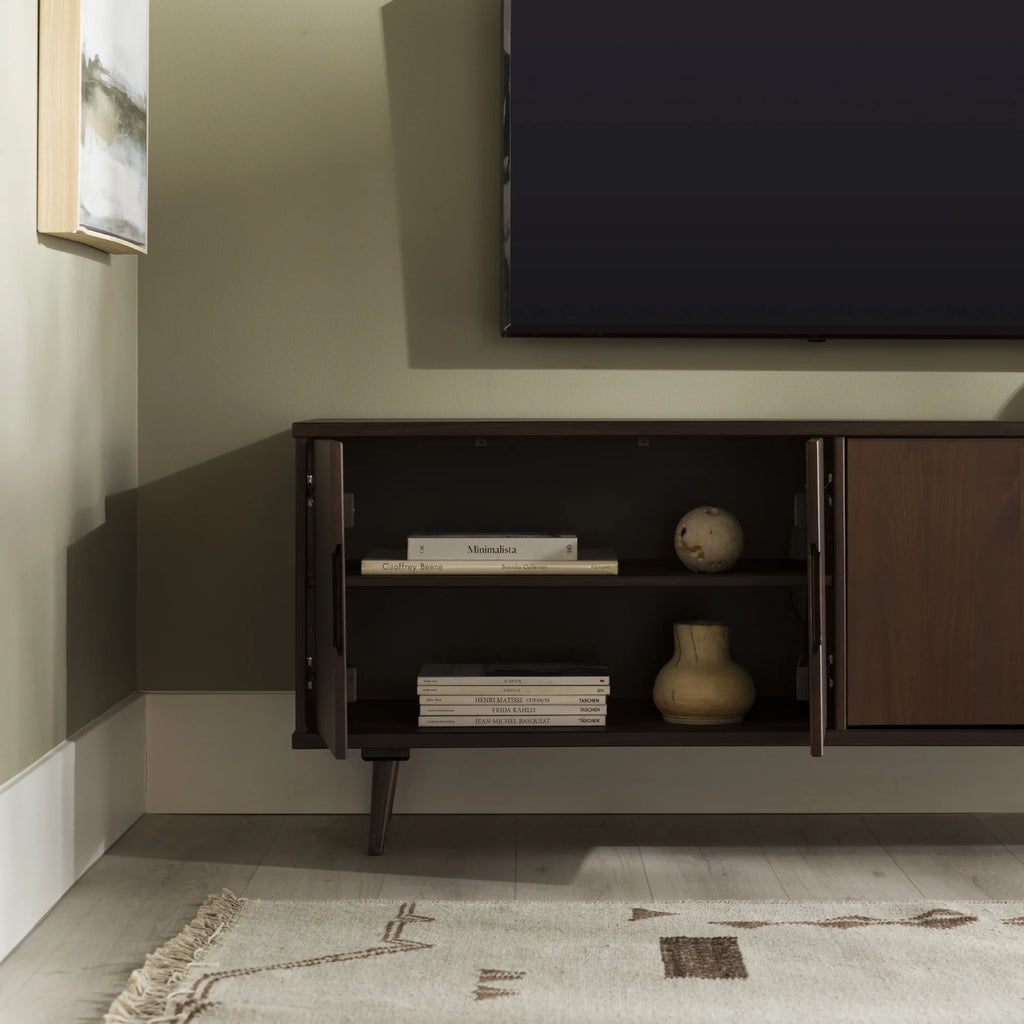4-Door Walnut TV Stand B2084