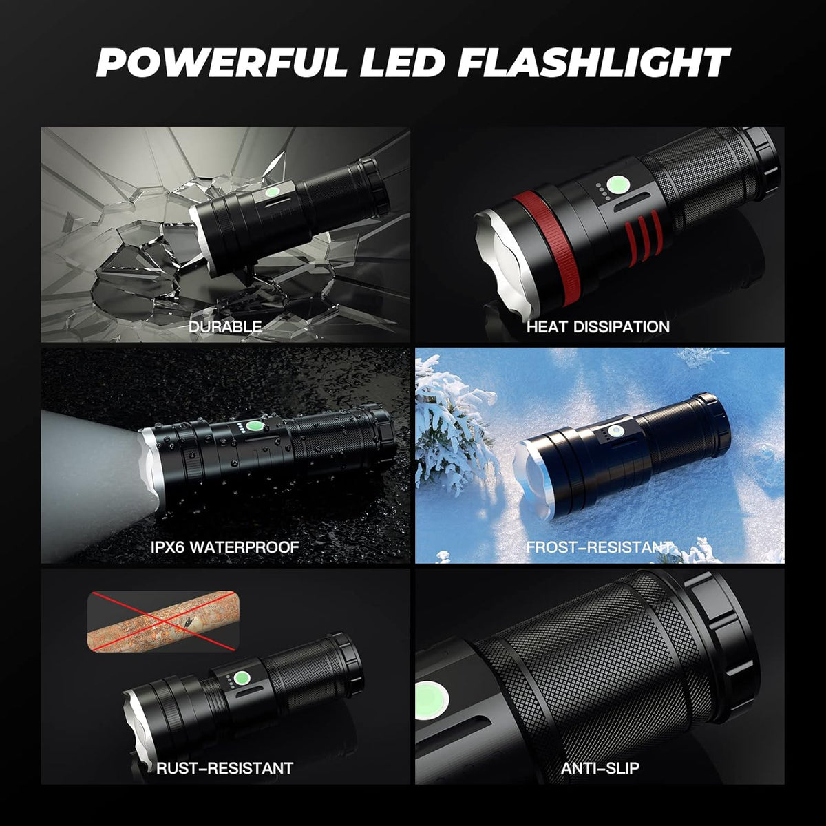 100000 High Lumens Rechargeable LED Flashlight X61371