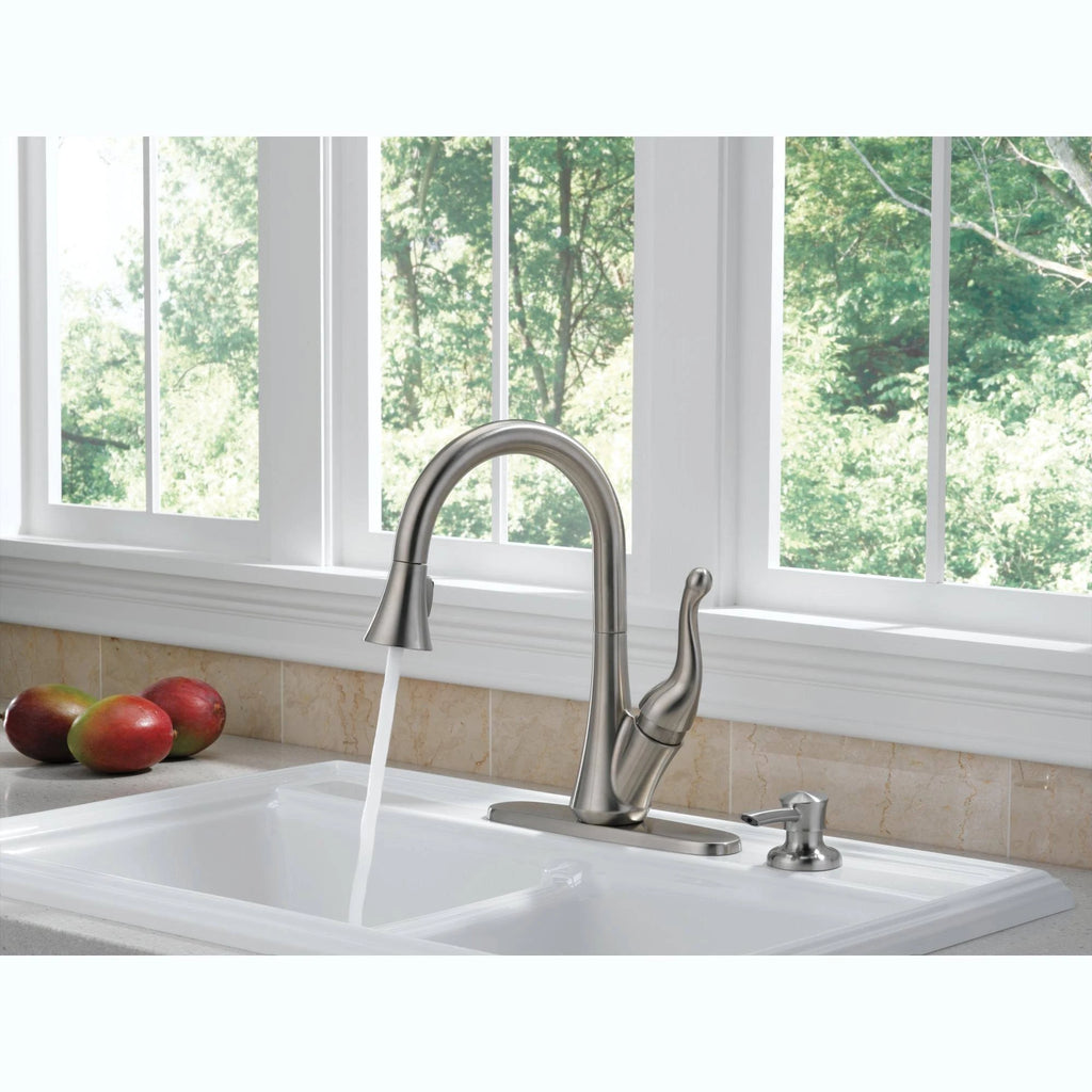 Single Handle Pull-Down Kitchen Faucet with Soap Dispenser Chrome I148535