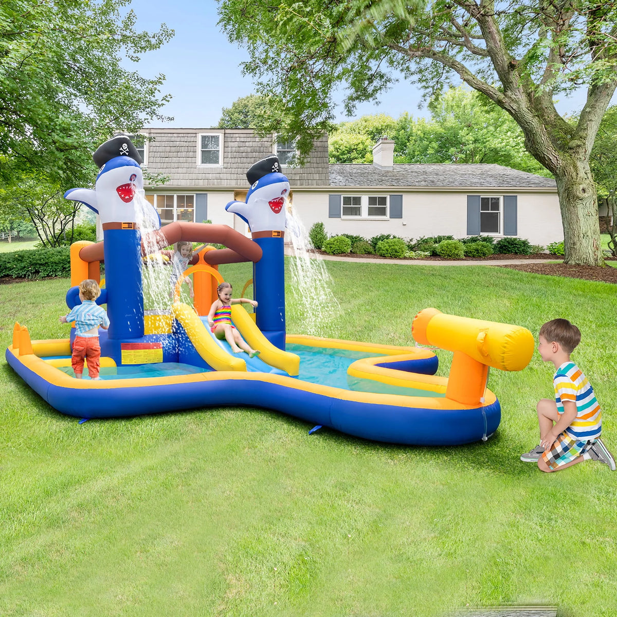 Inflatable Water Slide Park Bounce House Splash Pool Z53699