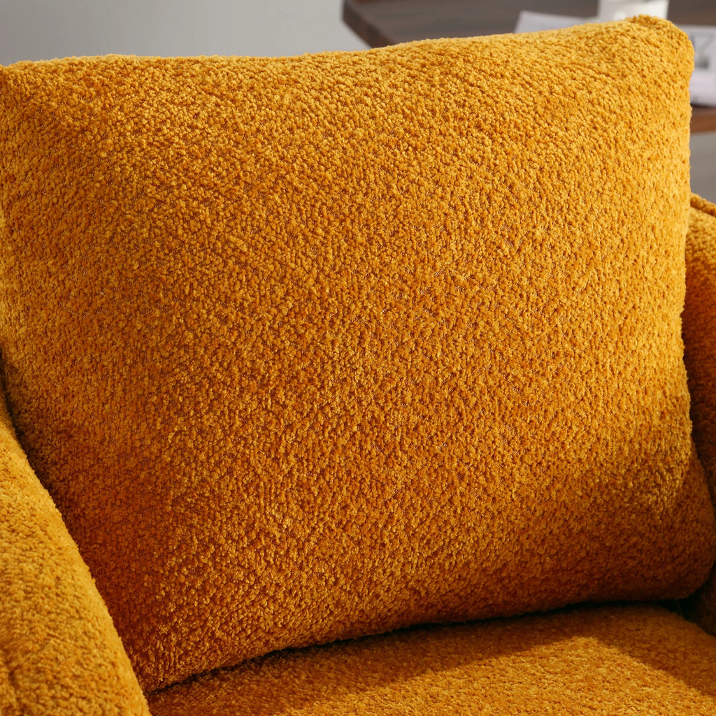 Soft Boucle Upholstered Swivel Barrel Chair D2639