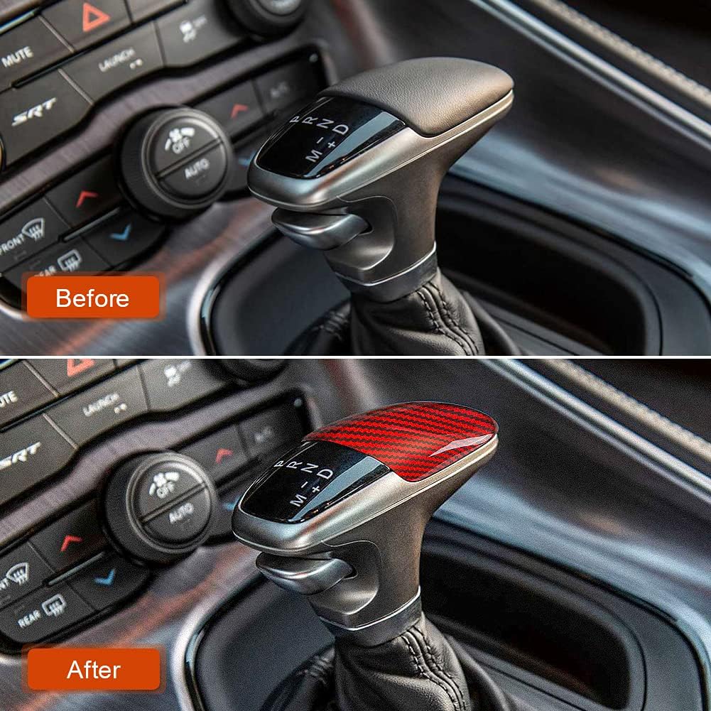 Red Carbon Fiber Gear Shift Knob Cover Trim D90644