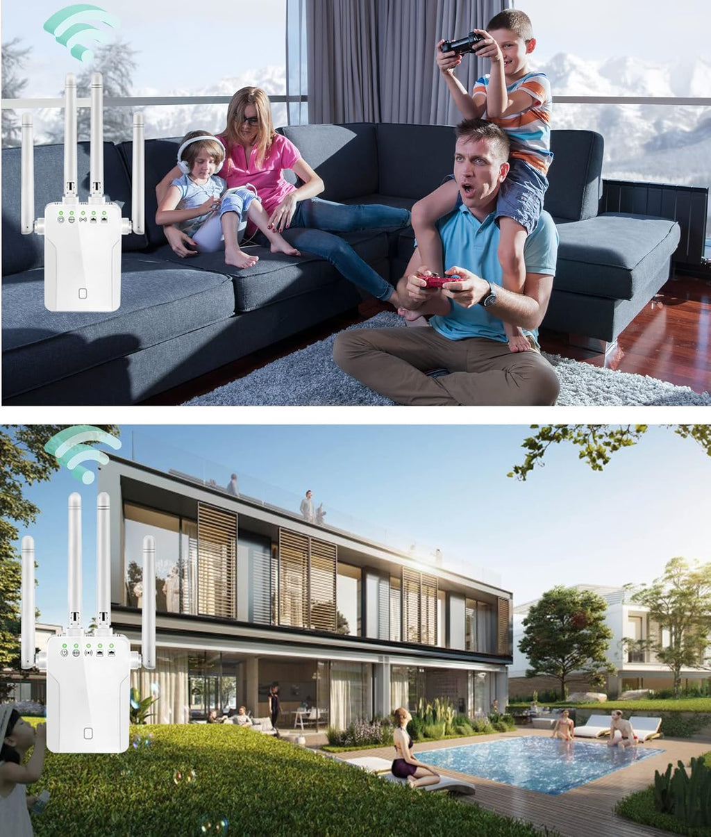 White Pack of 2 WiFi Extender with 10 Feet Ethernet Cable Y9002