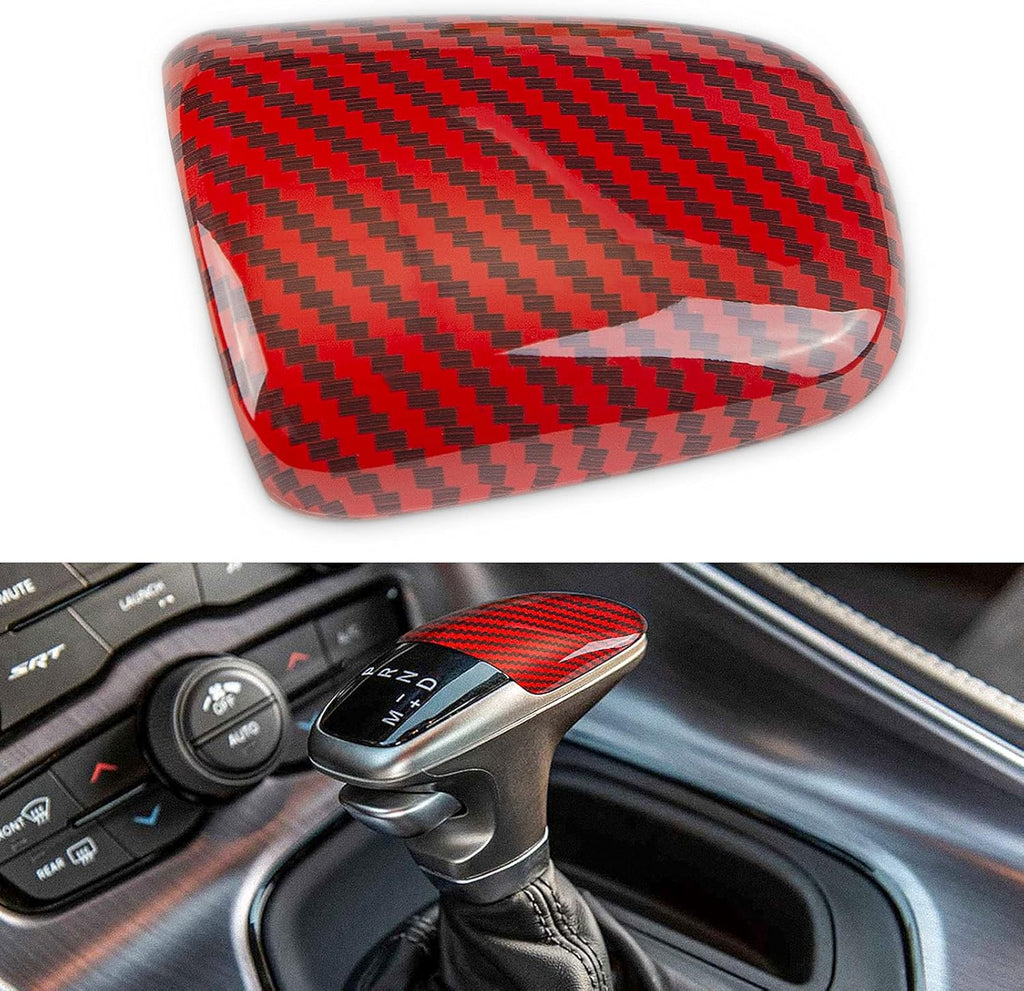 Red Carbon Fiber Gear Shift Knob Cover Trim D90644