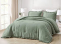 Sage Green Ruffled Edge Microfiber Comforter Set H254668