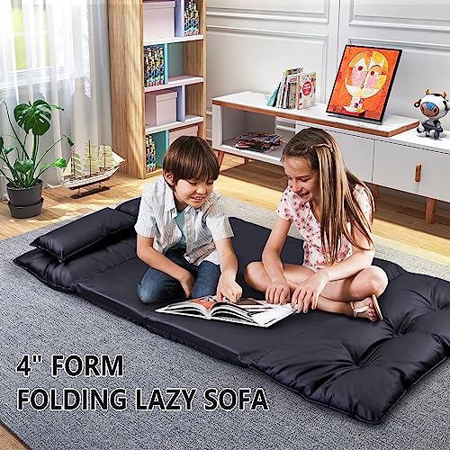5-Position Folding Chaise Lounge with Adjustable Back & Steel Frame Black J642186