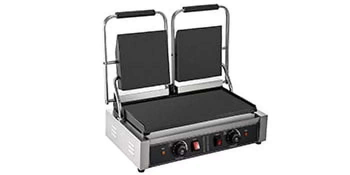 Commercial Sandwich Press Grill 3600W Electric Panini Maker Non-Stick Double Flat Plates Silver+Black C462