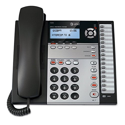 4-Line Expandable Corded Phone System with Speakerphone, 1 Handset, Black/Silver L23505